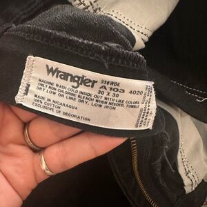 Wrangler Dark Denim Jeans with Tan Accents